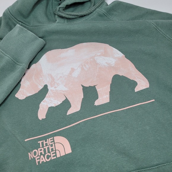 The North Face Hoodie Womens Small Green Pullover Hooded Long‎ Sleeve Bear ZZ - Picture 1 of 7